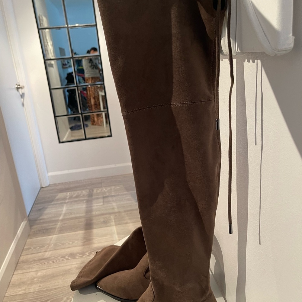 Brown Suede Over-the-Knee Boots - Picture 5 of 9